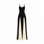 Vestido Feminino de Alcinha Longo Dualis, Vestido Dualis, Vestido Preto e Branco, vestido longo de alcinha, vestido de alcinha longo, vestido longo alcinha - lojamillani