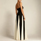 Vestido Feminino de Alcinha Longo Dualis, Vestido Dualis, Vestido Preto e Branco, vestido longo de alcinha, vestido de alcinha longo, vestido longo alcinha - lojamillani