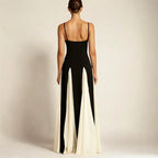 Vestido Feminino de Alcinha Longo Dualis, Vestido Dualis, Vestido Preto e Branco, vestido longo de alcinha, vestido de alcinha longo, vestido longo alcinha - lojamillani
