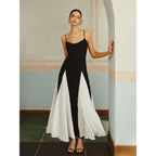 Vestido Feminino de Alcinha Longo Dualis, Vestido Dualis, Vestido Preto e Branco, vestido longo de alcinha, vestido de alcinha longo, vestido longo alcinha - lojamillani
