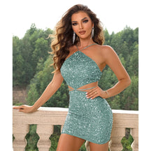 Vestido Feminino de Festa Curto com Brilho Glitterati, vestido verde água, vestido curto com brilho, vestido brilhoso, vestido de festa com brilho, vestidos com brilho para noite - lojamillani 