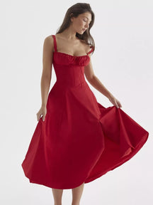 Vestido Feminino Midi Verão Europeu com Fenda Lateral, Vestido Vermelho, Vestido Verão Europeu, Vestido Midi, Vestido Feminino Vermelho, Vestido Famoso, Vestido com Fenda, Vestido de Alcinha, Vestido em Alta - lojamillani